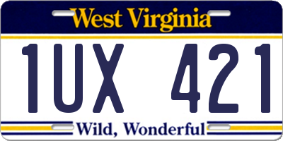 WV license plate 1UX421