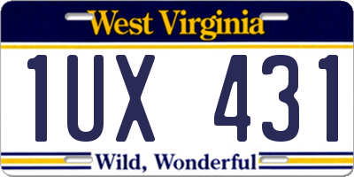 WV license plate 1UX431