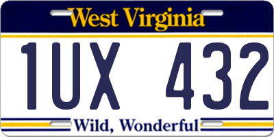 WV license plate 1UX432