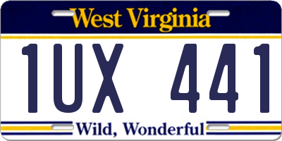 WV license plate 1UX441