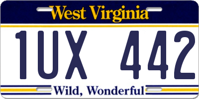 WV license plate 1UX442