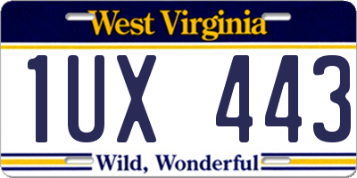 WV license plate 1UX443