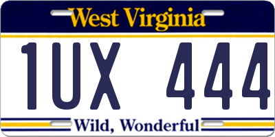 WV license plate 1UX444