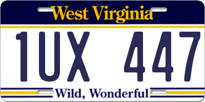 WV license plate 1UX447