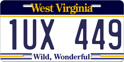 WV license plate 1UX449