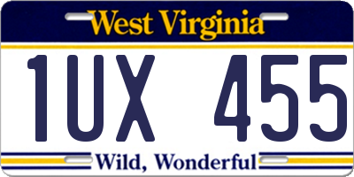 WV license plate 1UX455