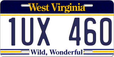 WV license plate 1UX460