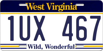 WV license plate 1UX467