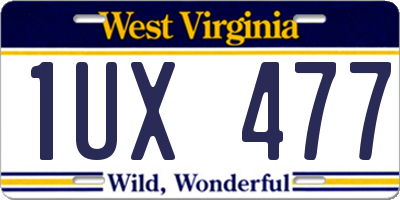 WV license plate 1UX477