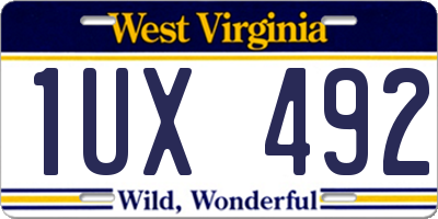 WV license plate 1UX492