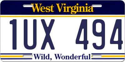 WV license plate 1UX494