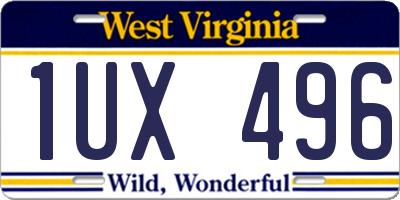 WV license plate 1UX496