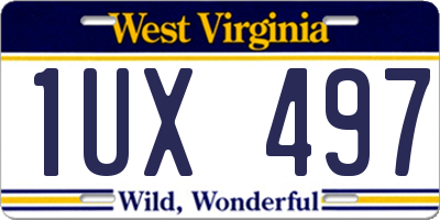WV license plate 1UX497