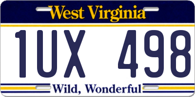 WV license plate 1UX498