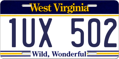 WV license plate 1UX502