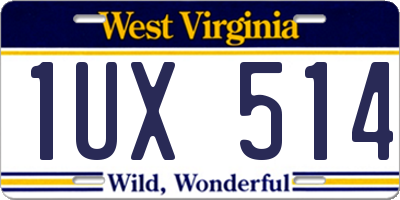 WV license plate 1UX514