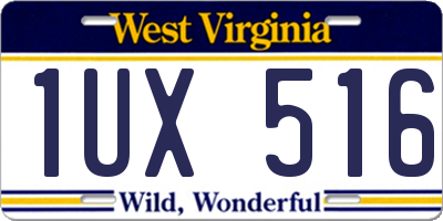 WV license plate 1UX516