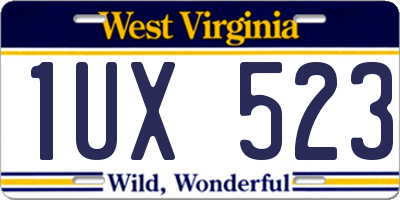 WV license plate 1UX523