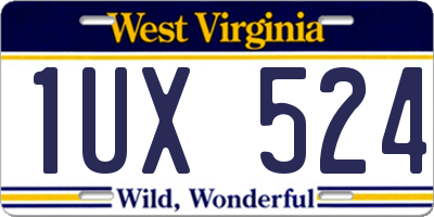 WV license plate 1UX524