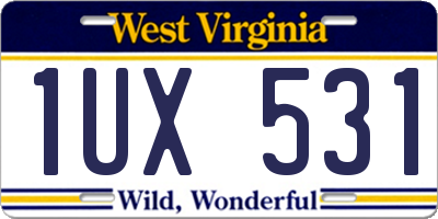 WV license plate 1UX531