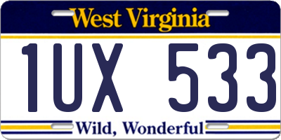 WV license plate 1UX533