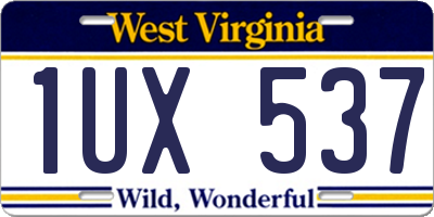WV license plate 1UX537