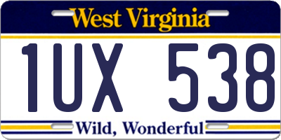 WV license plate 1UX538