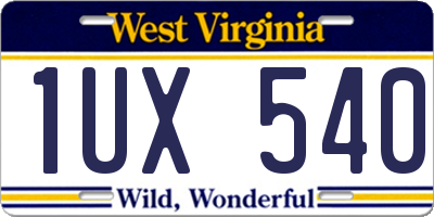 WV license plate 1UX540