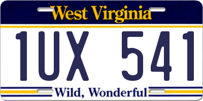 WV license plate 1UX541