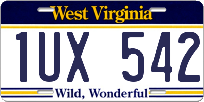 WV license plate 1UX542