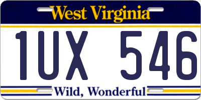 WV license plate 1UX546