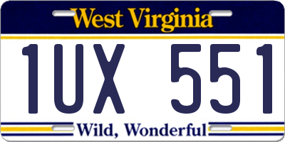 WV license plate 1UX551