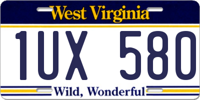 WV license plate 1UX580