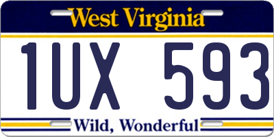 WV license plate 1UX593