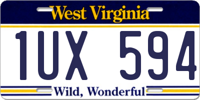 WV license plate 1UX594