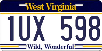 WV license plate 1UX598