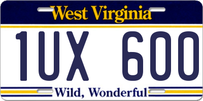 WV license plate 1UX600