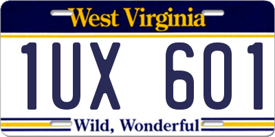 WV license plate 1UX601