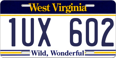 WV license plate 1UX602