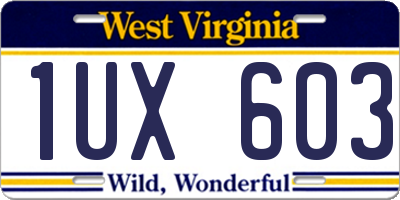 WV license plate 1UX603