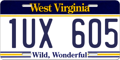 WV license plate 1UX605