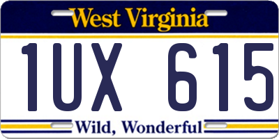 WV license plate 1UX615