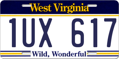 WV license plate 1UX617
