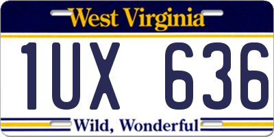 WV license plate 1UX636