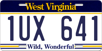 WV license plate 1UX641