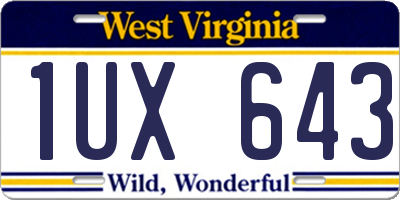 WV license plate 1UX643