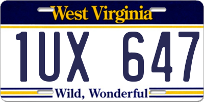WV license plate 1UX647