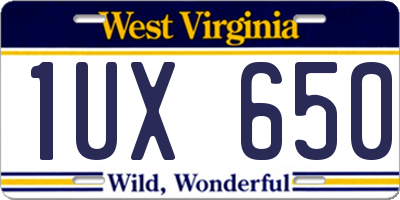 WV license plate 1UX650