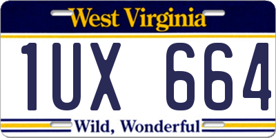 WV license plate 1UX664