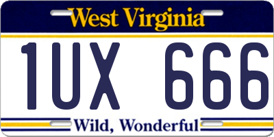 WV license plate 1UX666